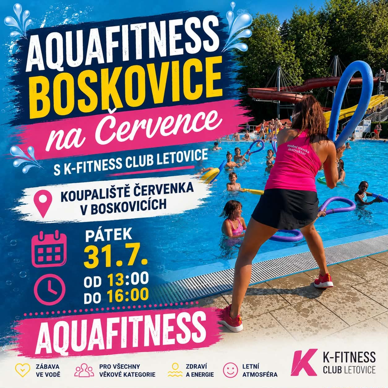 Aquafitness opět v pátek 31.7. na koupališti od 13 hodin